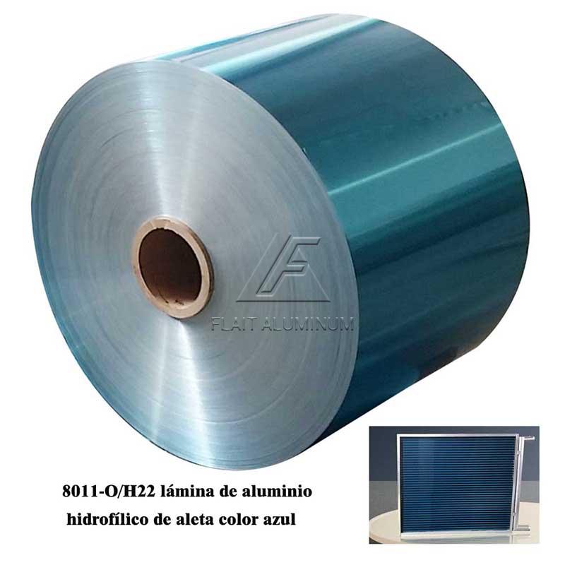 8011 lámina de aluminio hidrofílico de aleta color azul