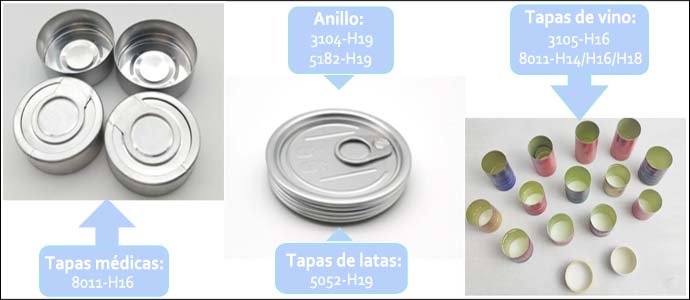 láminas de aluminio para tapas de botellas